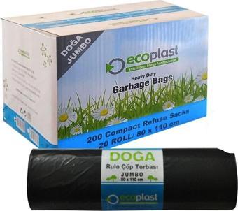 Ecoplast Battal Boy Çöp Torbası Poşeti - 400 Gr. - 90 Litre - 80 x 110 Cm / 10 Adetlik 20 Rulo / Koli