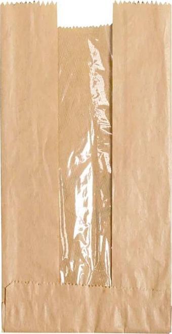 Pencereli Kraft Baget Ekmek Fırın Kese Kağıdı - Orta boy - 15 x 41 Cm. - 0.510 Kg. - 10 Paket
