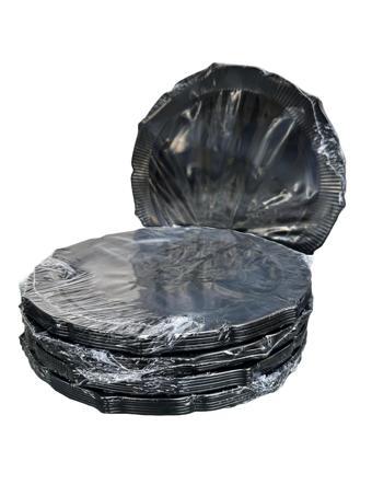 Omeyva Davet Parti Sunum Doğum Günü Siyah Renkli Sert Plastik Mika Tabak - 22 Cm. -6 Adetlik 5 Paket