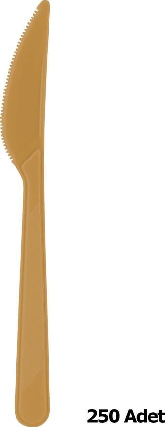 Plastik Gold Altın Renkli Lüx Parti Doğum Günü Bıçak - 18 Cm. - 25 Adetlik 10 Paket