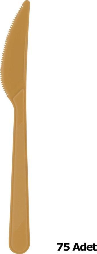 Plastik Gold Altın Renkli Lüx Parti Doğum Günü Bıçak - 18 Cm. - 25 Adetlik 3 Paket