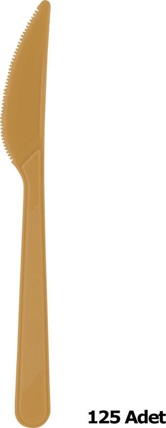Plastik Gold Altın Renkli Lüx Parti Doğum Günü Bıçak - 18 Cm. - 25 Adetlik 5 Paket