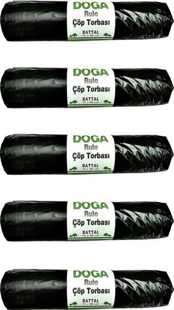 Ecoplast Battal Boy Siyah Çöp Torbası Poşeti - 300 Gr. - 75 x 90 Cm / 10 Adetlik 5 Rulo