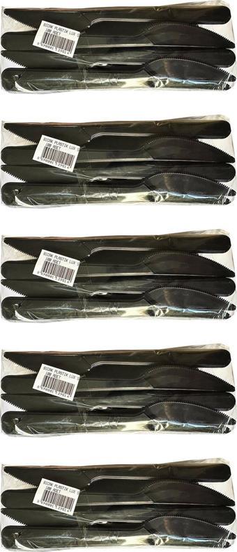 Siyah Plastik Bıçak - Parti Davet Piknik Yemek Bıçağı - 18 Cm. - 100'lü 5 Paket