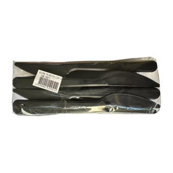 Siyah Plastik Bıçak - Parti Davet Piknik Yemek Bıçağı - 18 Cm. - 100'lü Paket