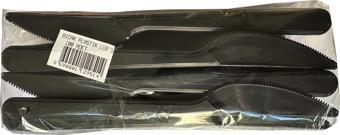 Siyah Plastik Bıçak - Parti Davet Piknik Yemek Bıçağı - 18 Cm. - 100'lü Paket