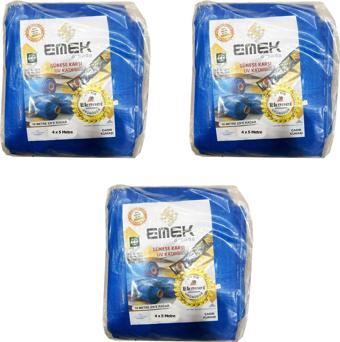 Emek Çadır Kumaşı Branda Tente UV Güneşlik Gölgelik Koruma Yağmur Su Geçirmez - 4x5 Metre - 3 Paket