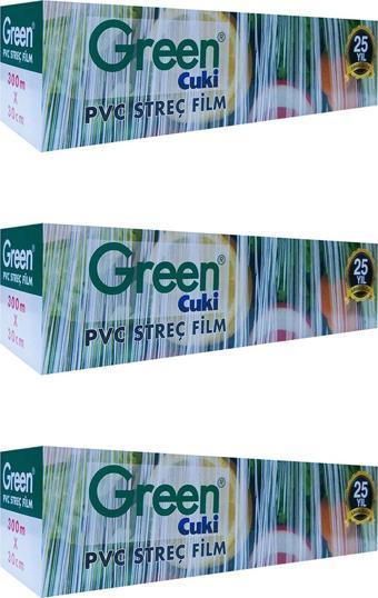 Green PVC Streç Film Folyo - Gıdaya Uygun - 9 Mikron - 30 x 300 Metre - 3 Paket