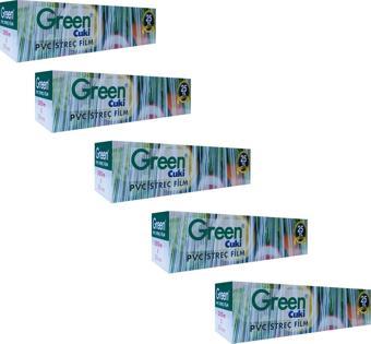 Green PVC Streç Film Folyo - Gıdaya Uygun - 9 Mikron - 30 x 300 Metre - 5 Paket