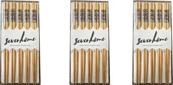 Desenli Yıkanabilir Kore Japon Çin Bambu Chopsticks Yemek Çubuğu - 24 Cm. - 5 Çiftlik 3 Paket