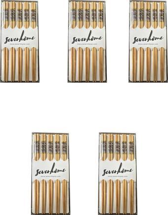 Desenli Yıkanabilir Kore Japon Çin Bambu Chopsticks Yemek Çubuğu - 24 Cm. - 5 Çiftlik 5 Paket