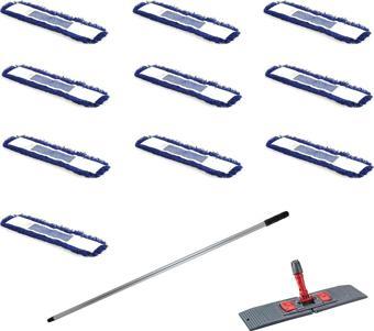 Cod-Ex Orlon Mavi Statik Toz Mop Takımı Seti - 60 Cm. - 10 Adet Mop + Mop Tutucu + Sap - 1 Takım