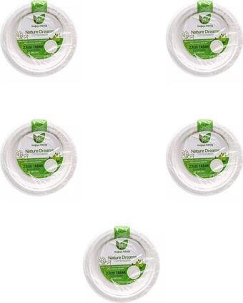 Roll-Up Nature Ekolojik Karton Kağıt Parti Tek Kullanımlık Tabak - 22 Cm. - 50 Adetlik 5 Paket