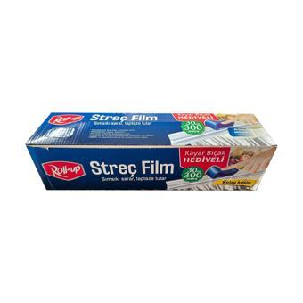 Roll-Up Şeffaf Mutfak Rulo Streç Film Folyo - 30 Cm. x 300 Metre - Gıdaya Uygun - 1 Paket