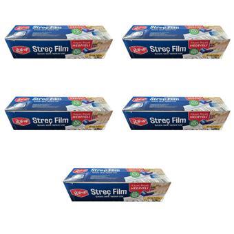 Roll-Up Şeffaf Mutfak Rulo Streç Film Folyo - 30 Cm. x 300 Metre - Gıdaya Uygun - 5 Paket