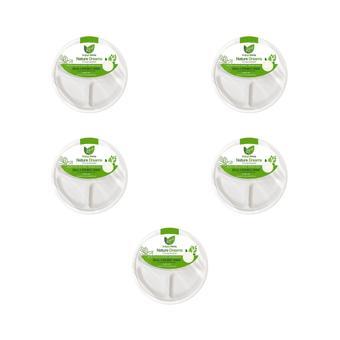 Roll-Up Nature Ekolojik Karton Kağıt Tek Kullanımlık 3 Bölmeli Tabak - 26 Cm. - 50 Adetlik 5 Paket