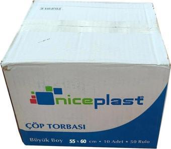 Niceplast Mavi Orta Boy 55x60 Cm. 30 Litre Çöp Torbası Poşeti - 20 Adetlik 50 Rulo- 1000 Adet / Koli