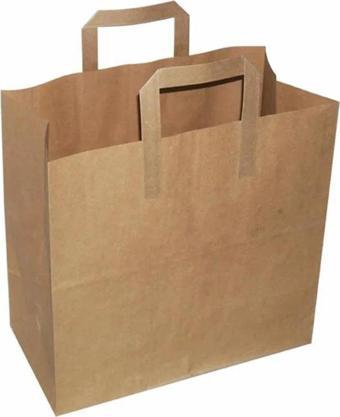 Flat Kraft Kağıt Çanta Karton Hediyelik Poşet Torba - 25x28 Cm. - 30 Adet
