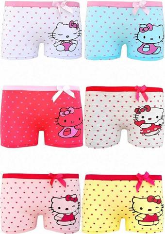 Uniquetrenders Kız Çocuk Karışık Desenli Pamuklu Esnek Likralı Boxer 6 Adet Çok Renkli 10-11 Yaş