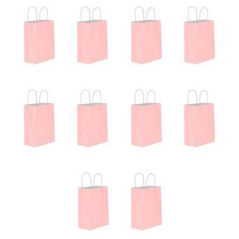 Büküm Saplı Kraft Kağıt Karton Hediyelik Çanta Poşet Torba - Pembe - 25x31 Cm. - 10 Adetlik 1 Paket