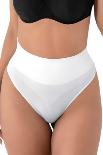 Uniquetrenders Kadın Dikişsiz Alt Karın Toparlayıcı String Külot Korse Beyaz 2XL-3XL