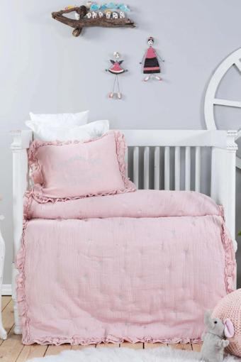 Royale Blush %100 Pamuk Müslin Nakışlı Private Bebek Yorgan Seti
