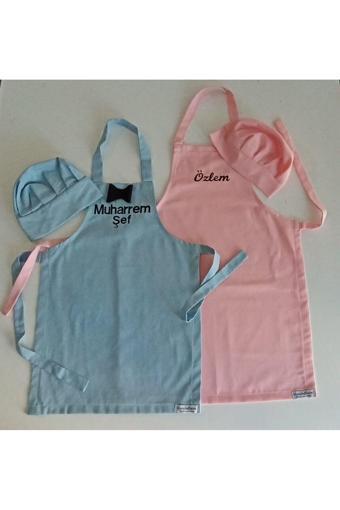 Moms And Babies Anne Kız-Erkek Çocuk Mutfak Ve Etkinlik Önlüğü Pembe 0-12 Yaş Beden Su İtici Kumaş İsme Özel