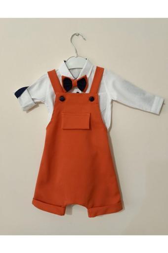Moms And Babies Erkek Bebek Turuncu Gömlekli Bahçıvan Şort Takım