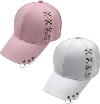 Uniquetrenders Unisex Punk Master Baseball Kep Şapka 2'Li Set Pembe - Beyaz 