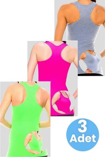 Uniquetrenders Kadın Sporcu Atlet Fitness Atlet Pilates Atlet Yoga Atlet 3 Renk Gri - Fuşya - Yeşil Standart