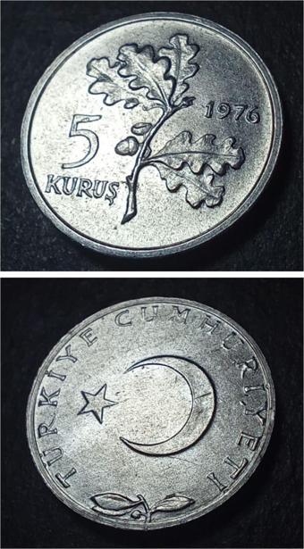 Escoines Koleksiyon 399636802a8b1ada40 1976 Alüminyum 5kuruş ÇİL eski madeni para