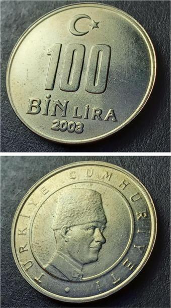 Escoines Koleksiyon 399636801559a18316 100 Bin Lira 2003 ÇA/ÇİL Eski Madeni Para