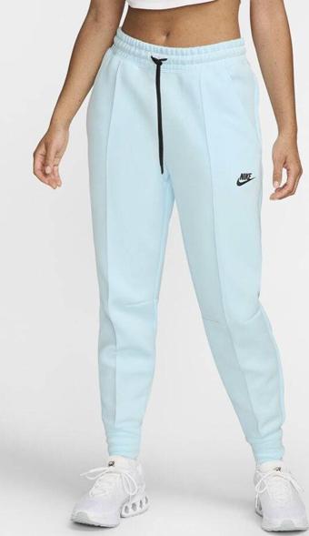 Nike Sportswear Tech Fleece Standart Fit Mid Rise Jogger Kadın Eşofman Altı Açık Mavi
