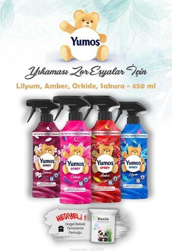 450 Ml Yıkanması Zor Eşyalar Yumoş Sprey Orkide, Sakura, Amber ve Lilyum ve ROSIE