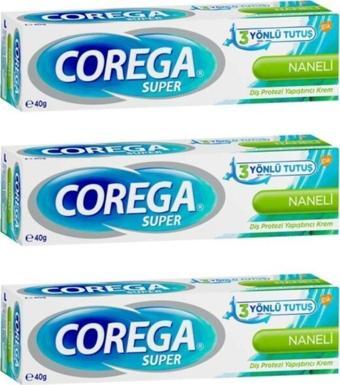 Süper Protez Yapıştırıcı Krem Naneli 40 gr X 3 Adet Set
