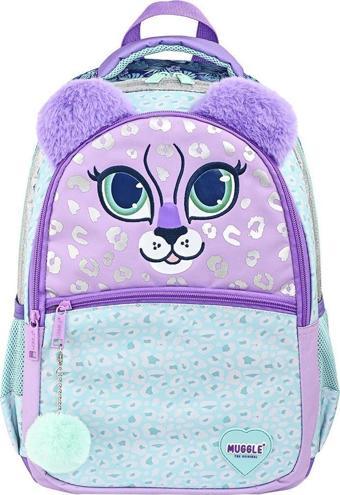 Muggle Mu-9049 Parıltılı Kedi Desenli Tüylü Kulaklı Kız Çocuk İlkokul Çantası