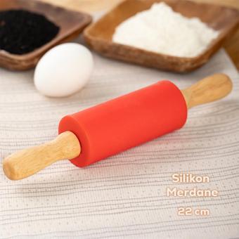 15682 Kırmızı Bambu Saplı Silikon Gövdeli Merdane 22 Cm