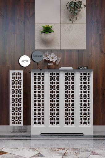 Bagax Ayasofya Model, Beyaz Üstü Antrasit Renk, 76 Cm Petek Kaplama, Dresuar