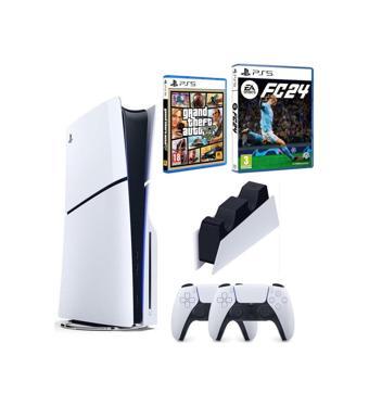 Sony Playstation 5 Slim CD'Lİ Edition +2.Dualsense + Şarj İstasyonu+ PS5 FC 24 + PS5 GTA 5