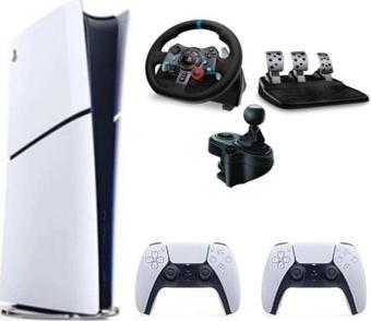 Sony Playstation 5 Slim Dijital Edition+ 2. Dualsense + G29 Driving Force Yarış Direksiyonu + Shifter