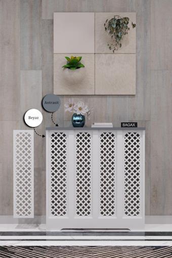 Bagax Perge Model, Beyaz Üstü Antrasit Renk, 76 Cm Petek Kaplama, Dresuar