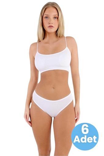Uniquetrenders Kadın Pamuklu Penye Süprem Kumaş Bikini Külot Kadın Bikini Külot 6 Adet Beyaz 2XL-3XL