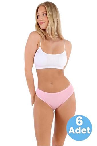 Uniquetrenders Kadın Pamuklu Penye Süprem Kumaş Bikini Külot Kadın Bikini Külot 6 Adet Pembe 2XL-3XL