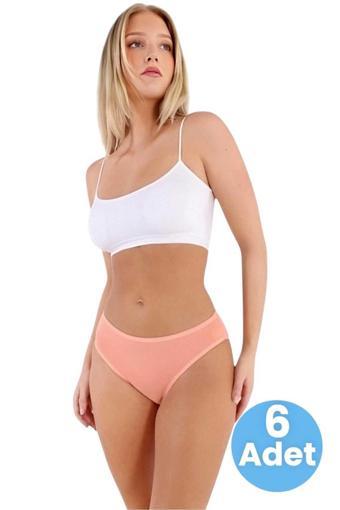 Uniquetrenders Kadın Pamuklu Penye Süprem Kumaş Bikini Külot Kadın Bikini Külot 6 Adet Yavruağzı 2XL-3XL