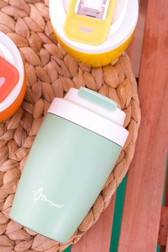 Penguen Termos Mug Sızdırmaz 400 Ml - Çift Çidarlı Paslanmaz Çelik, Pipetli Ve Doğrudan İçme Kapaklı