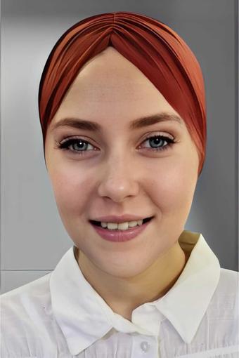 Uniquetrenders Kadın Lüks Sandy Kumaş Bağlamalı Pileli Tesettür Bone Bordo Standart