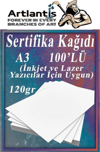 A3 Sertifika Kağıdı Kalın 100 Adet Gramajlı Fotokopi Kağıdı 120 gr Tüm Yazıcılara Uyumlu 29.7x42 cm Kalın Baskı Kağıdı