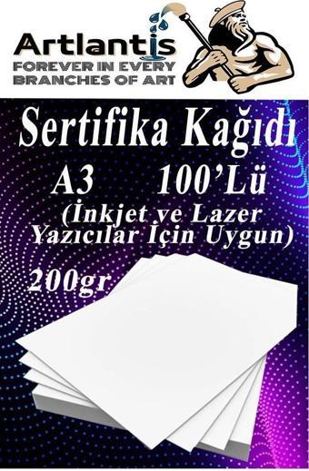 A3 Sertifika Kağıdı Kalın 100 Adet Gramajlı Fotokopi Kağıdı 200 gr Tüm Yazıcılara Uyumlu 29.7x42 cm Kalın Baskı Kağıdı