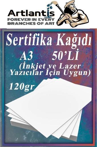 A3 Sertifika Kağıdı Kalın 50 Adet Gramajlı Fotokopi Kağıdı 120 gr Tüm Yazıcılara Uyumlu 29.7x42 cm Kalın Baskı Kağıdı