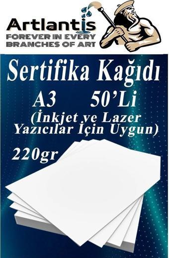A3 Sertifika Kağıdı Kalın 50 Adet Gramajlı Fotokopi Kağıdı 220 gr Tüm Yazıcılara Uyumlu 29.7x42 cm Kalın Baskı Kağıdı